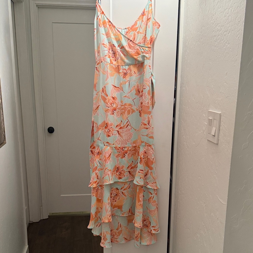 Leith Orange Floral Midi Dress